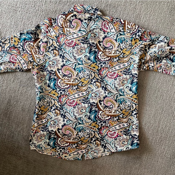 SLRR Men’s Paisley Slim Fit Cotton Button Down Shirt - Medium - Picture 4 of 8